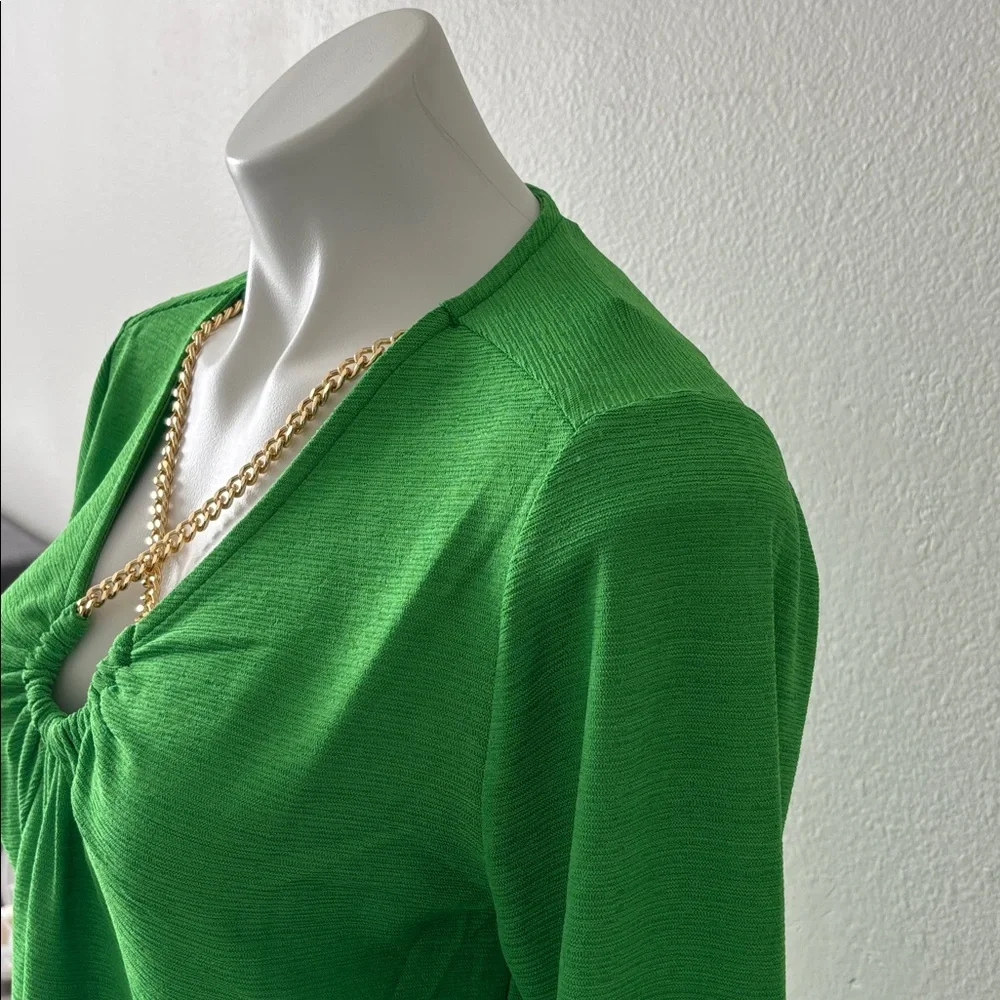 Michael Kors Green Top with Gold Accent - Picture 3 of 9